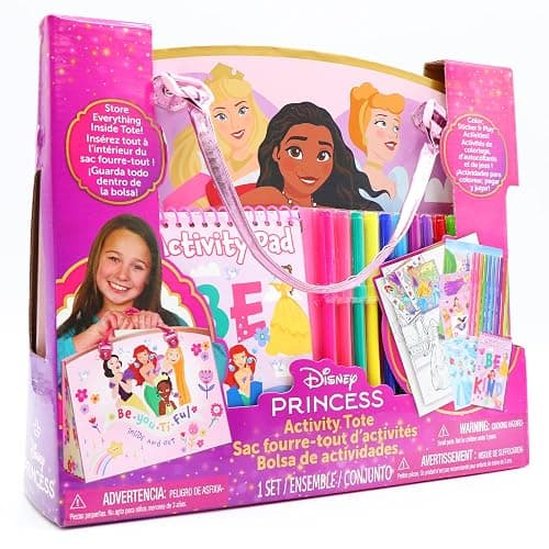 Disney Princess Activity Tote – Ultimate Princess Adventure Bag with Coloring Books, Stickers, Crayons & Games – Travel-Friendly Art Set for Girls Ages 3+ – Great Gift for Creative Play thumbnail 4