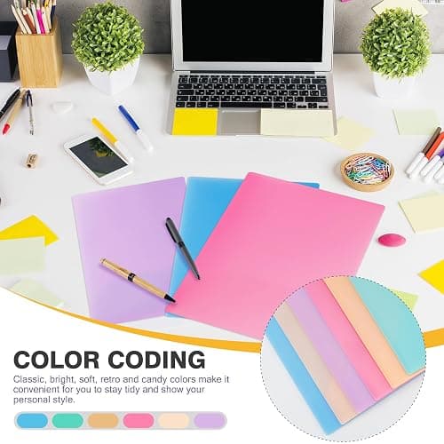 Zzrywuty Plastic Folders with Pockets (6 Pack,Assorted Colors) Durable Heavy Duty File Folders with Business Card Slot,2-Pocket Folder Letter Size,Holds 100 Plus Sheets for School,Office,Business thumbnail 4
