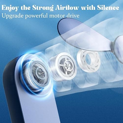 Lerat Portable Handheld Fan, 2 IN 1 Mini Hand Fan, Battery Operated [8-15 Working Hours], USB Rechargeable Personal Foldable Fan for Indoor, Small Pocket Fans Travel Essentials for Outdoor (Blue) thumbnail 3