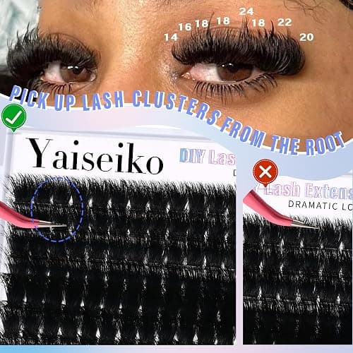 Yaiseiko Fluffy Lash Clusters 300D Thick Long 12-25mm Volume Cluster Eyelash Extensions 224Pcs Wispy Individual Lashes D Curl Waterproof Eyelash Clusters Soft False Eyelashes DIY at Home thumbnail 4