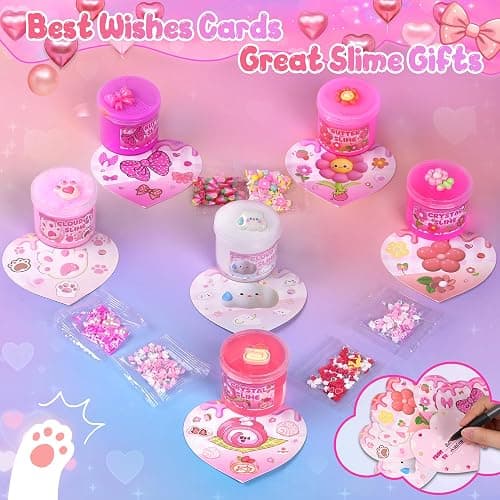 6 Pack Slimes, Pink Slime Kids, Cloud Slime kit for Girls Ages 8-12, Toys for Girls and Boys, for Kids Slime Set Party kit Goodie Bag Stuffers, 4 5 6 7 8 9 10 Year Old Girl Birthday Gift Cute Stuff thumbnail 7