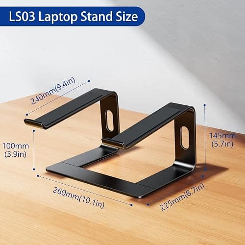 BESIGN LS03 Aluminum Laptop Stand, Ergonomic Detachable Computer Stand, Riser Holder Notebook Stand Compatible with Air, Pro, Dell, HP, Lenovo More 10-15.6" Laptops, Black thumbnail 4
