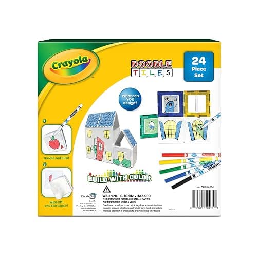 CreateOn Crayola Doodle Magnetic Tiles Building Set for Kids, Magnetic Kids’ Building Toys, STEM & Montessori Arts & Creativity Toys for Boys and Girls Ages 3+, 24-Piece Set thumbnail 3