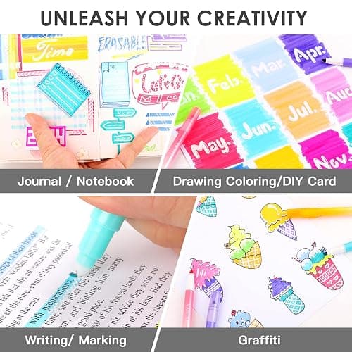 HANKU Erasable Highlighters, Dual Tip 10 Pack Highlighters Assorted Colors Erasable, Smooth Writing Book Journaling No Bleeding Highlighter Pens for Bible Journal Planner thumbnail 5