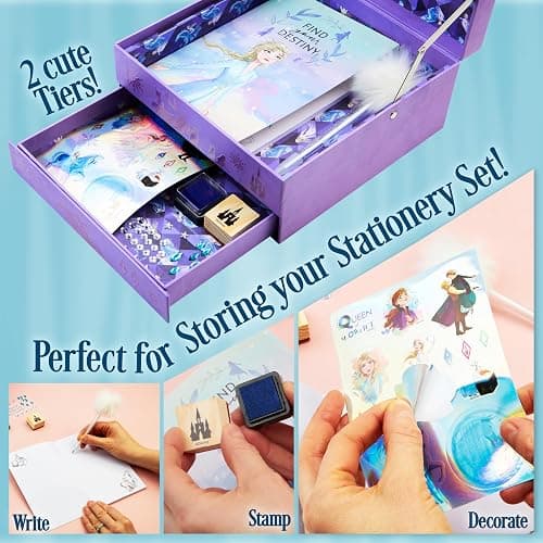 Disney Stitch Notebook Stationery Set Kids Diary DIY Journal Kit and Craft Supplies (Purple Frozen) thumbnail 4