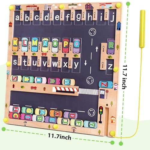 Scuwtocn Wooden Magnetic Alphabet Maze Letter Puzzle, Montessori Fine Motor Skills Toys for Boys Girls 3 4 5 Years Old, ABC Learning Toys for Kids Age 3+, Christmas, Birthday Present thumbnail 2