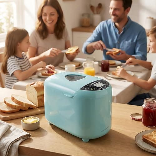 Elite Gourmet Programmable Bread Maker, 2 Lb, 3 Sizes, 19 Presets, Mint | Features Gluten-Free, Dough and Jam Presets Plus a Delay Timer thumbnail 2