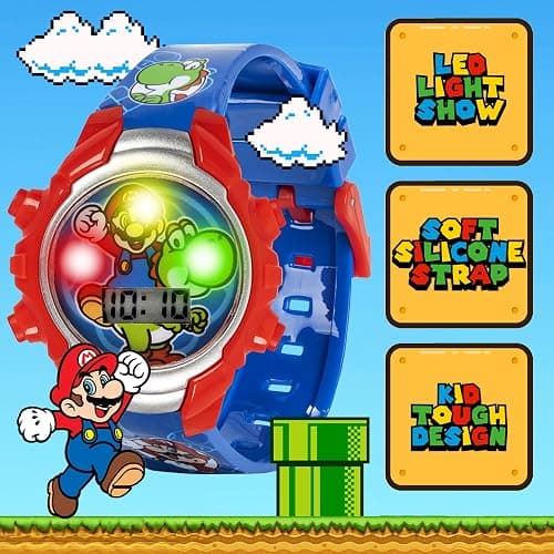 Accutime Super Mario Kids Digital Watch with Yoshi, LED Light Show, Soft Silicone Strap, Durable Kid-Friendly Design, Fun Time-Telling for Boys and Girls thumbnail 2