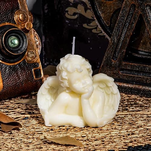 Nuanchu 2 Pieces Angel Candle Scented Candle Wax Vegan Room,White | Aesthetic Girls Bedroom Decoration Vintage Style Modern Cherub Figurine Design Trendy Home Decor Art thumbnail 2