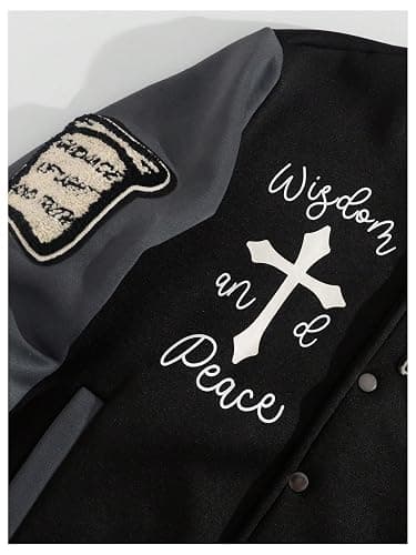 SOLY HUX Men's Letter Graphic Color Block Varsity Jacket Long Sleeve Y2k Streetwear Baseball Jacket thumbnail 3