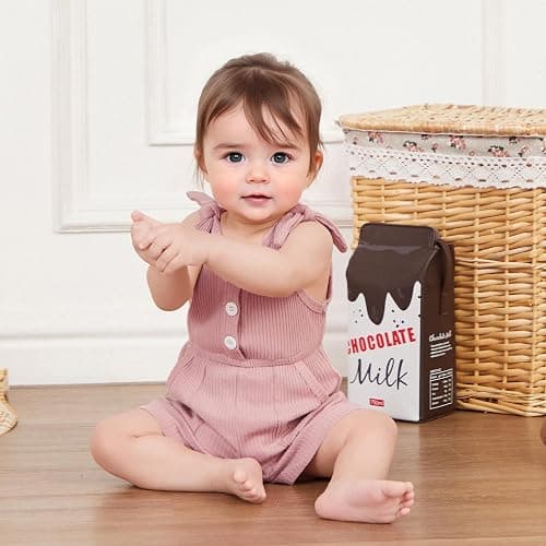 Fernvia Toddler Baby Girl Summer Clothes Sleeveless Ribbed Knitted Jumpsuit Shorts Overalls Baby One Piece Outfit thumbnail 7