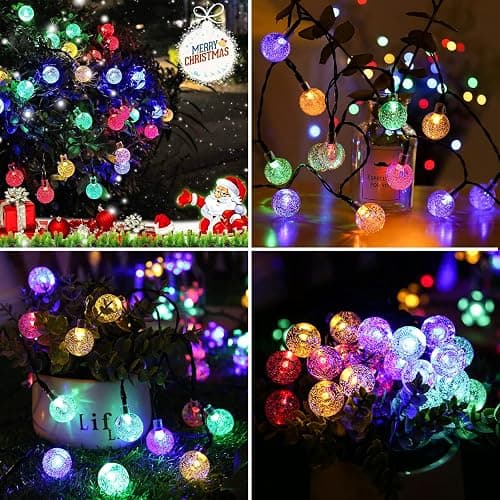 Jedavai Solar String Lights Outdoor 2 Pack 200 Led 80FT Multi-Color Crystal Globe Lights with 8 Lighting Modes, Waterproof Solar Powered Patio Lights for Garden Yard Porch Wedding Party Decoration thumbnail 2