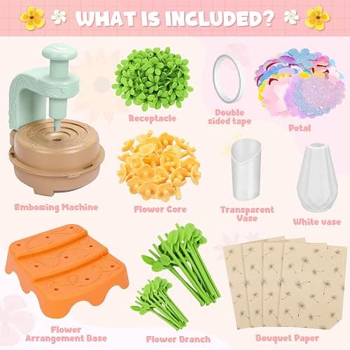 DIY Fabric Flower Bouquet Craft Kit, Educational Toy Gift Girls Toddlers 4+ | Flowers Market Toy for Kids, Build Your Flower Bouquet, Arts & Crafts for 4+ Year Toddler Girl thumbnail 3