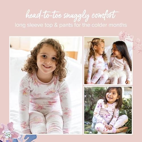 Burt's Bees Baby Girls Organic Cotton Pajamas, Toddler PJ Set, 2-PC | Soft, cozy, snug fitting pajamas feature stretchy ribbed cuffs and hand painted prints to make bedtime a breeze thumbnail 5