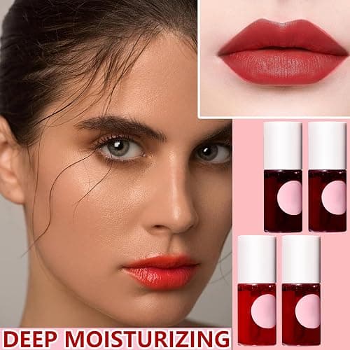4 Colors Lip Tint Stain Set,Mini Velvet Lip Tint Watery Lip Stain Long Lasting Waterproof Moisturizing Lip & Cheek Tint,Hydrating,Natural Glossy Liquid Lipstick Lip Gloss Kits for Women - 4P thumbnail 2