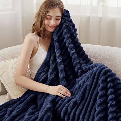 Bedsure GentleSoft Navy Blue Throw Blanket for Couch, Father Birthday Gifts for Men Husband Dad, Cozy Soft Blankets for Women, Cute Small Fleece Throws, Navy, 50x60 Inches thumbnail 5