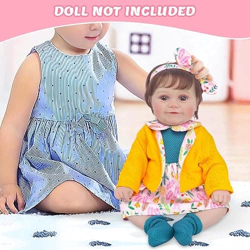 TDDS9 3 Sets Baby Doll Clothes and Accessories for 20-22 Inch Dolls, 9 Pcs Fashion Clothes Dresses Outfits Including Doll Dress Coat Outfits, Headbands, Socks, Top and Pants thumbnail 5