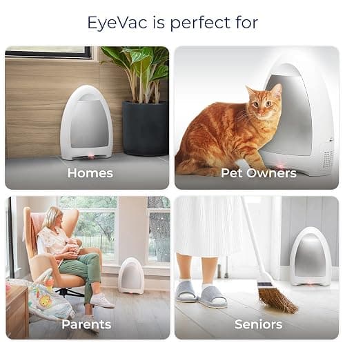 EyeVac Home Touchless Vacuum Automatic Dustpan - Great for Sweeping Pet Hair Food Dirt Kitchen - Ultra Fast & Powerful, No More Bending Down, Bagless, Corded, Automatic Sensors, 1000 Watt (White) thumbnail 5
