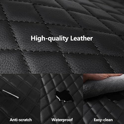 HChengkikz Car Seat Cover,Breathable and Waterproof Leather Seat Covers,Luxury PU Universal Fit Automotive Airbag Compatible for Cars Sedans SUV and Trucks(2 Pieces,Front Seat,Black,N1) thumbnail 4