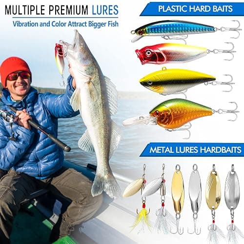 PLUSINNO 353/404 PCS Fishing Lures, Upgrade Fishing Tackle Box with Tackle Included, Crankbaits, Hooks, Weights, Other Accessories, Fishing Lure Bait Gear Equipment Kit Gift for Men Freshwater Bass thumbnail 5