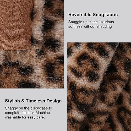 cygnus Faux Fur Cheetah Print Pillow Covers 18X18 inch Set of 2 Leopard Couch Pillowcase Fluffy Fuzzy Decorative Square Throw Pillows for Couch Sofa Living Room Bedroom Decor thumbnail 5