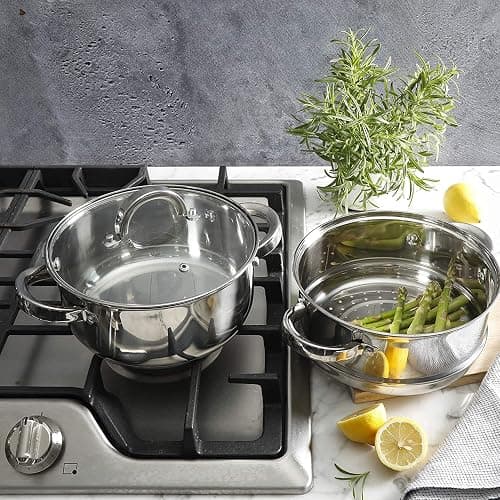 Oster Sangerfield 3.0-Quart Stainless Steel Dutch Oven with Steamer Basket – Durable Kitchen Cookware for Slow Cooking and Steaming thumbnail 5