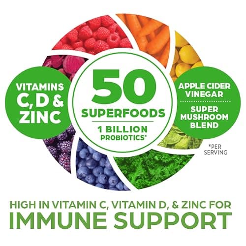 Orgain Organic Greens + 50 Superfoods Immunity Up! Powder, Honeycrisp Apple - Immune Support, Probiotics, Vitamin C, D & Zinc, Apple Cider Vinegar, Ashwagandha, Cordyceps & Reishi Mushrooms - 0.62lb thumbnail 3