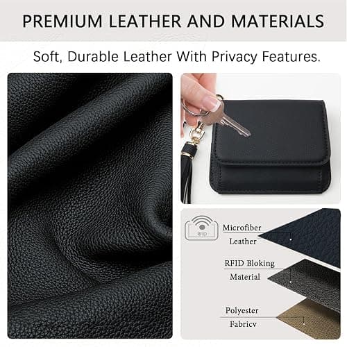 Sunpour Keychain Wallet RFID Wristlet Wallets for Women,Small Wallets Woman Key Chain Wallet with Coin Pocket and Id Window thumbnail 5