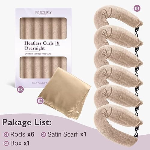 Overnight Hair Curlers Heatless Curls - 6 Pcs No Heat Blowout Curling Rods to Sleep In with Satin Hair Scarf thumbnail 6