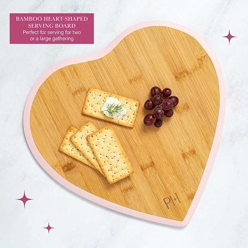 Paris Hilton Charcuterie Board and Serving Set, Bamboo Serving Board, Ceramic Dish, Cheese Utensils with Titanium Coated Blades, 6-Piece Set, Pink thumbnail 5