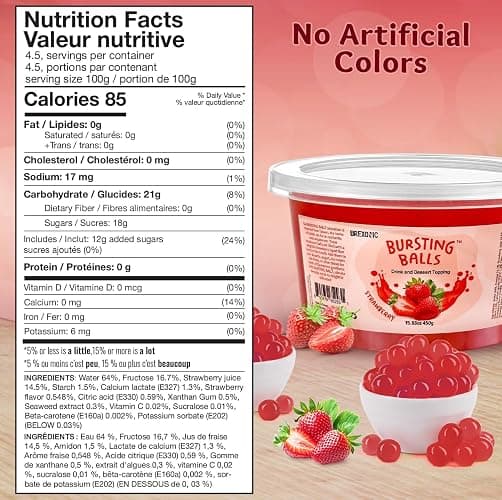 Strawberry Boba Pearls, Popping Bursting Boba, Bubble Pearls For Bubble Tea 1 Pound, No Artificial Colors (Strawberry, 1 LB Pack of 1) thumbnail 2