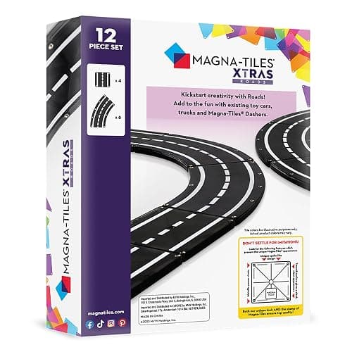 MAGNA-TILES XTRAS: Roads 12 Piece Magnetic Construction Set, The ORIGINAL Magnetic Building Brand thumbnail 3