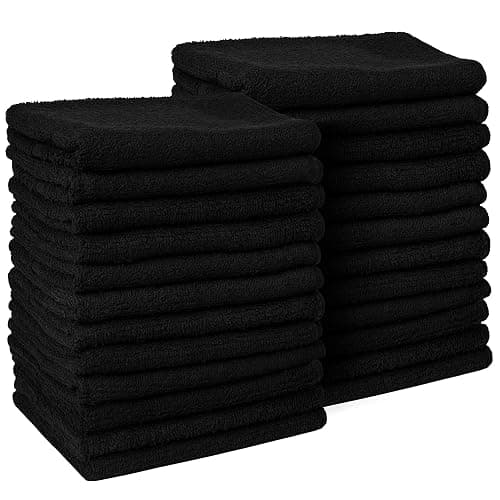 Barber Towels Black Salon Towels For Hair Stylist - Pack of 24, Not Bleach Proof, 16 by 27 Inches, Cosmetology Towel, Absorbent Cotton Hair Towel for Women, Men, Beauty, Spa and Home Hair Care - Image 1