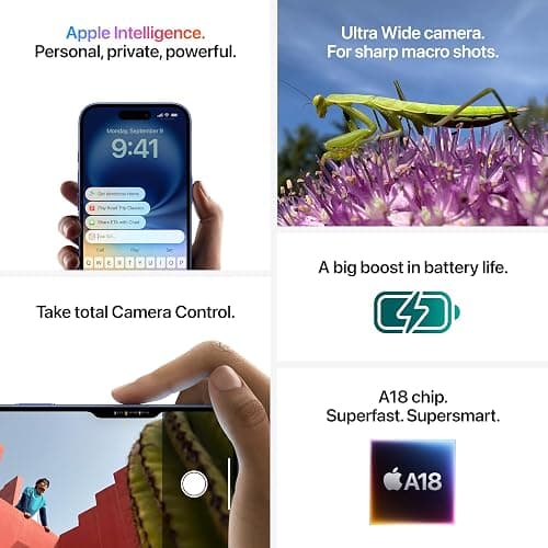 Apple iPhone 16 Plus 128 GB: 5G Mobile phone with Apple Intelligence, Camera Control, A18 Chip and a Big Boost in Battery Life. Works with AirPods; Pink thumbnail 5