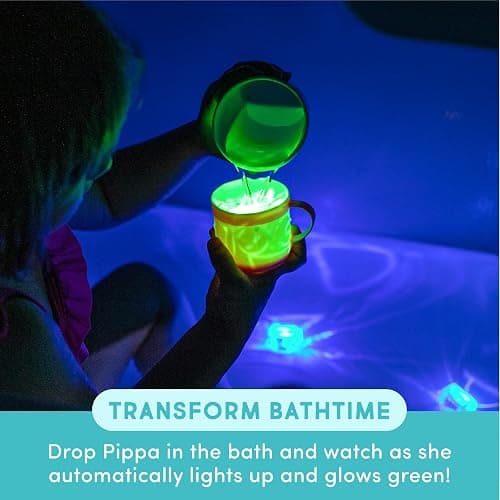 New Glo Pals Pippa Water-Activated Bath Toy with 6 Reusable Light-Up Cubes for Sensory Play thumbnail 3