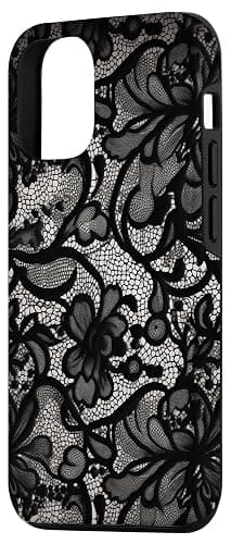 Motivo vintage pizzo nero Custodia per iPhone 13 thumbnail 2