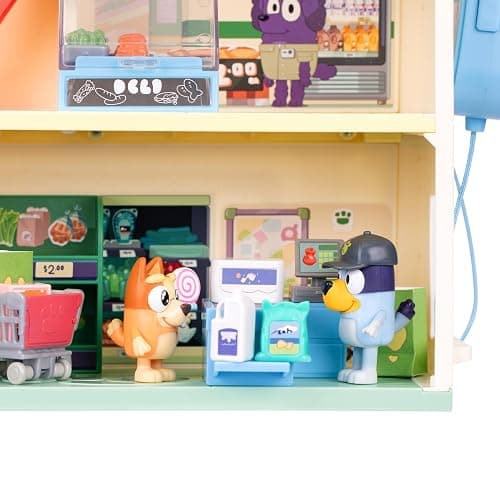 Bluey and Bingo Supermarket Playset with Escalator, Pretend Play Toys for Toddlers, Sounds and 15 Pieces, Grocery Store Playset thumbnail 10
