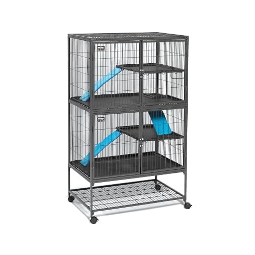 MidWest Homes for Pets Ferret Nation Double Unit Small Animal Cage, 4 Tiers, Includes Pans, Shelves, Ramps & Covers, for Ferrets & Small Animals - Image 1