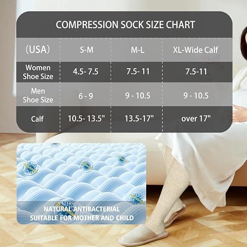LEVSOX Thick Cotton Compression Socks for Women&Men 20-30mmHg Knee High Cute Support Sock for Nurses, Pregnancy, Travel thumbnail 5