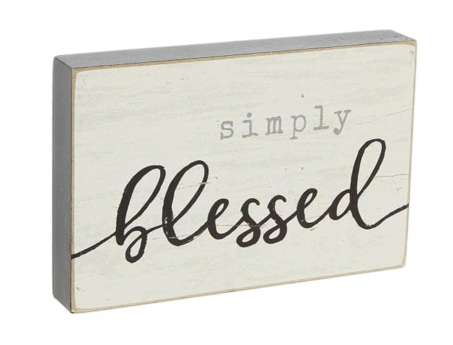 Poor Boy Woodworks Mini Wood Block Sign (Simply Blessed) 4.25"L x 2.75"H x 0.5"D - Image 1