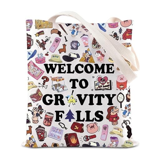 KUIYAI Cartoon Merchandise Tote Bag Mabel And Dipper Fans Gift Bill Gift Mystery Shack Canvas Bag (WelcomeGFallsTS-US) - Image 1