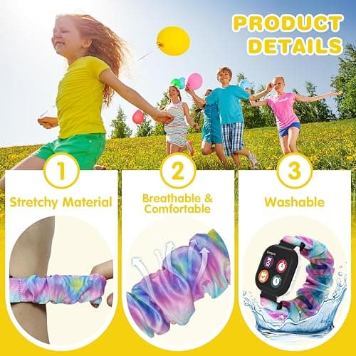 sylacor Scrunchie Bands Compatible with Gizmo Watch 3 2 1/ Gabb Watch 3 2 1 and SyncUP Kids Watch, Solo Loop 20mm Cute Stretchy Gizmo Watch Band for Kids Boys Girls thumbnail 4