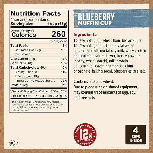 Kodiak Cakes Minute Muffin Cup Variety Pack - 100% Whole Grains, Double Dark Chocolate, Blueberry & Cinnamon Roll (Pack of 12) thumbnail 2
