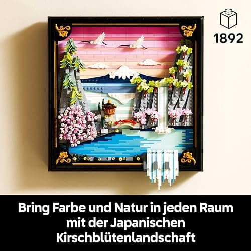 LEGO Art Japanische Kirschblütenlandschaft - DIY Set - Bauset für Erwachsene - 3D Wandkunst im Rahmen mit dem Fuji-Berg, Sakura (Kirschblüten) und Wasserfall - Geschenk für Männer und Frauen - 31218 thumbnail 3