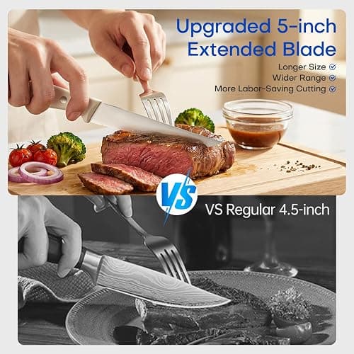 KUISINE Chef Knife Set, High Carbon Stainless Steel Ultra Sharp Blade Ergonomic Handle, Kitchen Knife Block Set with Built-in Sharpener, Elegant Gift for Holiday(15 PCS Pro White) thumbnail 9