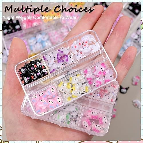 3D Cartoon Nägel Charms - 96 Pcs Niedlich Nagel Schmuck - Nagelschmuck mit Hase Katze Welpe Design - Bunt Zeichentrick-Tier Nagelstecker Schmucksteine - Nail Charms für Frauen Mädchen DIY-Dekoration thumbnail 6