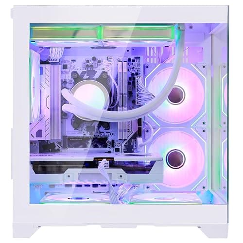 HOENGAGER Panorama Gaming PC Desktop AMD Ryzen 5 9600X 6-Core 3.9GHz, RTX 5060 8GB, 32GB DDR5 RAM 6000MHz,1TB PCIe SSD, WiFi&BT Prebuilt PC 650W PSU,Liquid Cooler,Windows 11, Desktop thumbnail 4