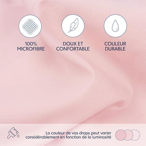 Dreamzie Drap Housse 140x190/200 cm pour Matelas Épais jusqu'à 33 cm - 100% Polyester Microfibre - Rose Certifié sans Produits Chimiques (Oeko TEX), Drap Housse avec Élastique Complet - 140 x 190/200 cm - Rose thumbnail 4