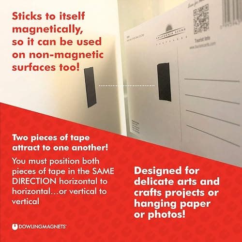 Dowling Magnets Adhesive Magnet Tape, 1 roll (25 ft x .75 in) in Dispenser, Thin Dark Gray, for Paper and Photos. Item 735001 thumbnail 6