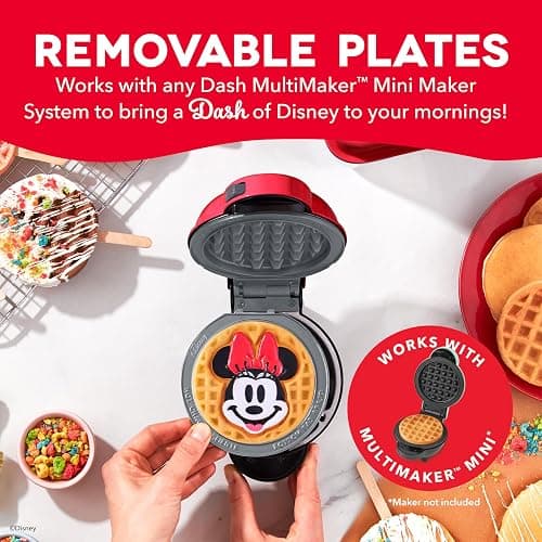 Disney Dash MultiMaker® Mini System Removable Plate Set - Ceramic Coating Replacement Plates for Waffle Breakfast - Waffle Maker Not Included - 4-Inch - 2-Pack - Minnie & Daisy thumbnail 2